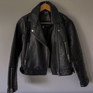 Topshop faux leather moto jacket
